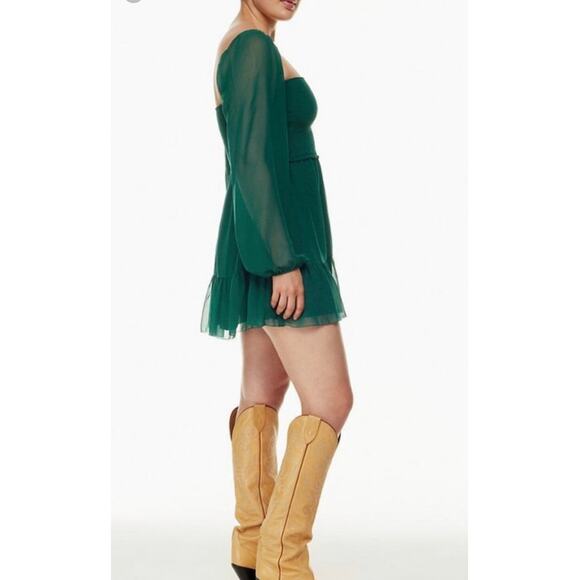 Aritzia Wilfred Sz S Tempest Dress Square Neck Sheer Holiday Party Romantic Airy - Picture 2 of 13